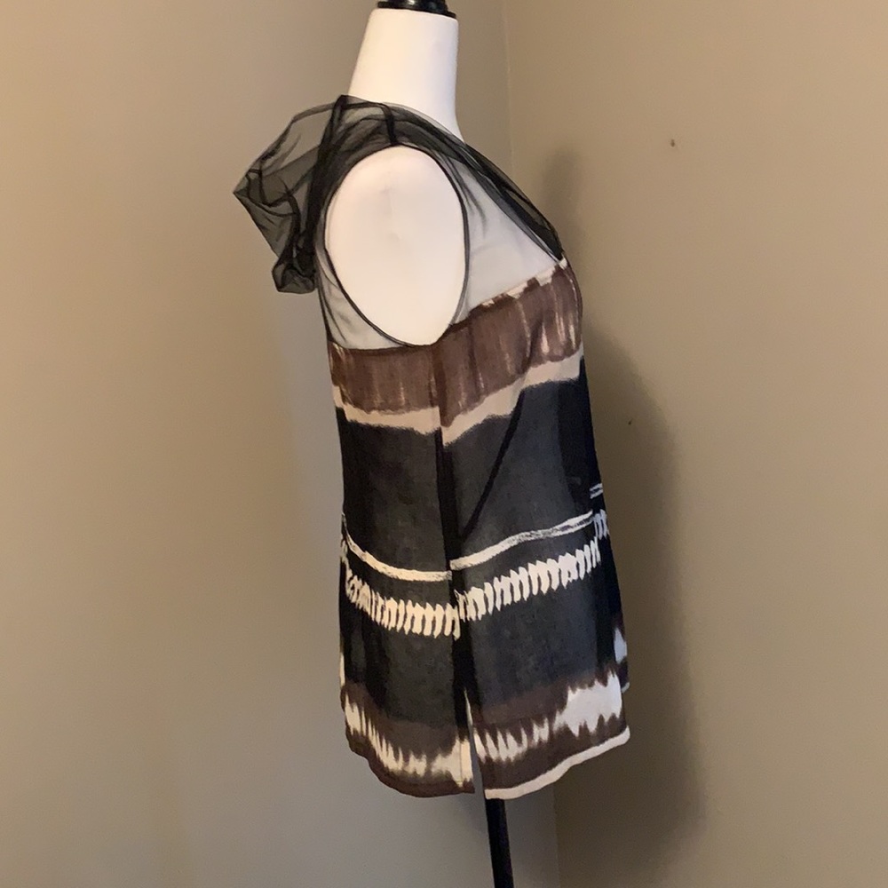 NWOT- Sleeveless part sheer hooded vest/top